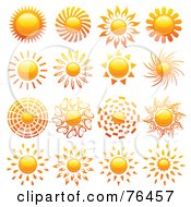 Poster, Art Print Of Digital Collage Of Shiny Summer Sun Logo Icons