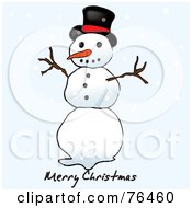 Poster, Art Print Of Merry Christmas Top Hat Snowman Greeting With Snowflakes