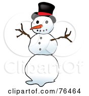 Royalty Free RF Clipart Illustration Of A Top Hat Snowman by Pams Clipart