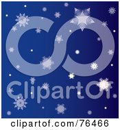 Poster, Art Print Of Dark Blue Background Of Falling Winter Snowflakes