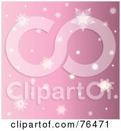 Poster, Art Print Of Pink Background Of Falling Winter Snowflakes