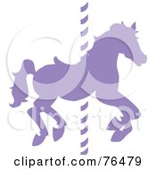 Silhouetted Purple Carousel Horse On A Pole