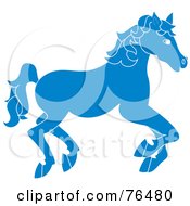 Poster, Art Print Of Running Blue Carousel Horse
