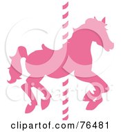 Silhouetted Pink Carousel Horse On A Pole