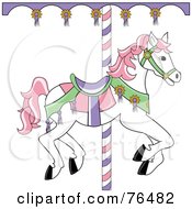 Royalty Free RF Clipart Illustration Of A White Carousel Horse With Pink Hair by Pams Clipart #COLLC76482-0007