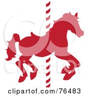 Poster, Art Print Of Silhouetted Red Carousel Horse On A Pole