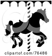 Poster, Art Print Of Black And White Silhouetted Carousel Horse