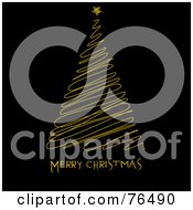 Poster, Art Print Of Merry Christmas Greeting Under A Yellow Scribbled Christmas Tree