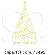 Royalty Free RF Clipart Illustration Of A Yellow Merry Christmas Greeting Under A Yellow Scribble Christmas Tree