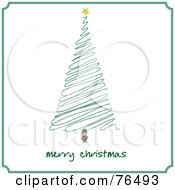 Poster, Art Print Of Merry Christmas Greeting Under A Green Scribble Christmas Tree