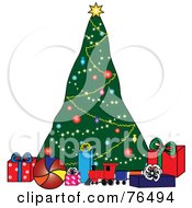 Poster, Art Print Of Decorated Christmas Tree Behind Toys And Presents