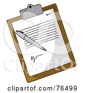 Poster, Art Print Of Letter And Pen On A Brown Clipboard