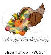 Poster, Art Print Of Happy Thanksgiving Greeting Under A Horn Of Plenty Cornucopia