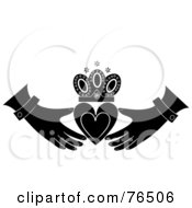 Poster, Art Print Of Black And White Heart Crown And Hands Claudaugh Design