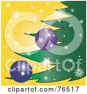 Royalty Free RF Clipart Illustration Of Christmas Bulbs Hanging On A Tree Over A Yellow Snowflake Background by Pams Clipart