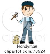 Poster, Art Print Of Word Below A Caucasian Handyman Holding A Hammer And Standing By Nails
