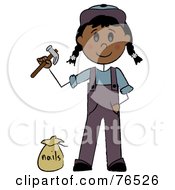 Poster, Art Print Of Hispanic Handy Girl Holding A Hammer And Standing By Nails