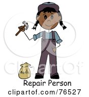 Royalty Free RF Clipart Illustration Of A Repair Person Words Under A Hispanic Handy Woman Holding A Hammer And Standing By Nails