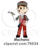 Poster, Art Print Of Word Under A Dirty Caucasian Boy Mechanic Holding A Wrench