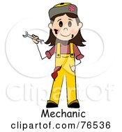 Poster, Art Print Of Word Under A Dirty Caucasian Girl Mechanic Holding A Wrench
