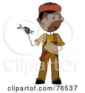 Poster, Art Print Of Friendly Hispanic Boy Mechanic Holding A Wrench