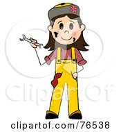 Poster, Art Print Of Friendly Caucasian Girl Mechanic Holding A Wrench