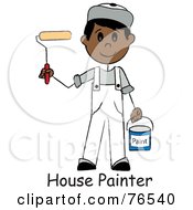 Royalty Free RF Clipart Illustration Of Words Under A Hispanic Painter Stick Boy With A Roller Brush by Pams Clipart