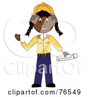 Friendly Black Stick Woman Construction Worker