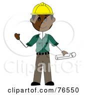 Friendly Black Stick Man Construction Worker