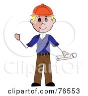 Friendly Blond Caucasian Stick Man Construction Worker