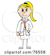 Poster, Art Print Of Friendly Blond Caucasian Stick Woman Doctor