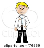 Royalty Free RF Clipart Illustration Of A Friendly Blond Caucasian Stick Man Doctor by Pams Clipart