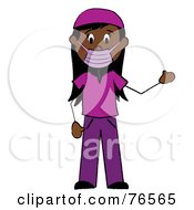 Poster, Art Print Of Hispanic Stick Woman Surgeon In Purple Scrubs