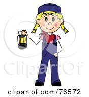 Poster, Art Print Of Caucasian Train Engineer Stick Woman Carrying A Lantern