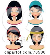 Poster, Art Print Of Digital Collage Of Black Haired Women Wearing Head Bands