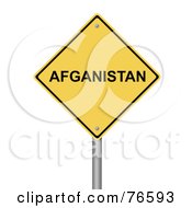 Poster, Art Print Of Yellow Afganistan Warning Sign