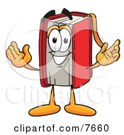 Red Book Mascot Cartoon Character With Welcoming Open Arms