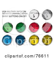 Digital Collage Of Round Colorful Usa Military Infocon Button