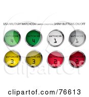 Digital Collage Of Round Colorful Military Watchcon Buttons