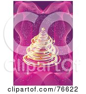 Poster, Art Print Of Golden Christmas Tree Over A Pink Background With Confetti