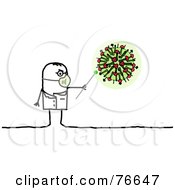 Poster, Art Print Of Stick People Character Doctor Man Pointing To An H1n1 Virus