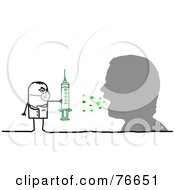 Royalty Free RF Clipart Illustration Of A Sick Silhouetted Man Coughing On A Stick People Doctor Character With A Syringe