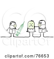 Poster, Art Print Of Stick People Character Man Getting A Swine Flu H1n1 Vaccine