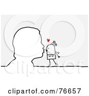 Poster, Art Print Of Outlined Man Kissing A Stick People Character Woman