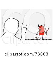 Poster, Art Print Of Stick People Devil Character By An Outlined Man