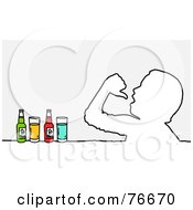 Poster, Art Print Of Head Outline Of A Man Drinking Beverages