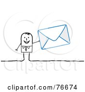 Poster, Art Print Of Stick People Character Man Holding An Envelope