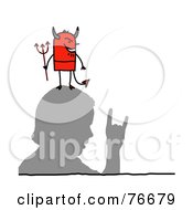 Poster, Art Print Of Stick People Devil Character Man On A Mans Head
