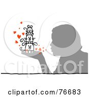 Silhouetted Person Blowing Kisses To Their Pets In Hand