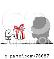 Poster, Art Print Of Stick People Character Man Giving A Surprised Silhouette A Present